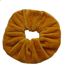 AADYA® Pair of Extra Large (15CM) Velvet Hair SCRUNCHIES Elastic Scrunchy Hair BOBBLES (Golden Yellow)