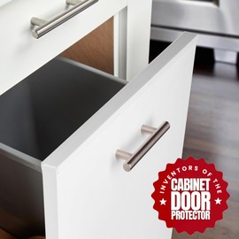 Cabinet Hero Slimline Door Protector – Slip-On Plastic Edge Guard – Protect Kitchen & Drawer Fronts – Prevent Wear, Discoloration, Cabinet Bumpers – 13/16" Thick, 18" Length – White, Pack of 4