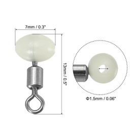 PATIKIL 0.5"x0.3" Cross-Line Fishing Swivels & Bead, 20Pcs Glow in The Dark T Shape Pulley Slide Rig Rolling Swivels Fishing Hooks Connector Terminal Tackle, Grey