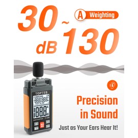 TopTes Decibel Meter, TS-501A Sound Level Meter with 2.25” Backlight LCD Screen, Portable SPL Meter with A Weighted, Range 30-130dB, Data Hold, MAX/MIN, Use for Home, Noisy Neighbor, Factory - Orange