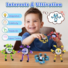 ASIOWELY 3 PCS Transformable Fidget Spinners Toys for Kids and Adults Stress Relief Sensory Toy for Teens Boys Autism Cool Fingertip Gyros Boy Girl Travel Party Favors Birthdays Gifts Stocking Stuffer