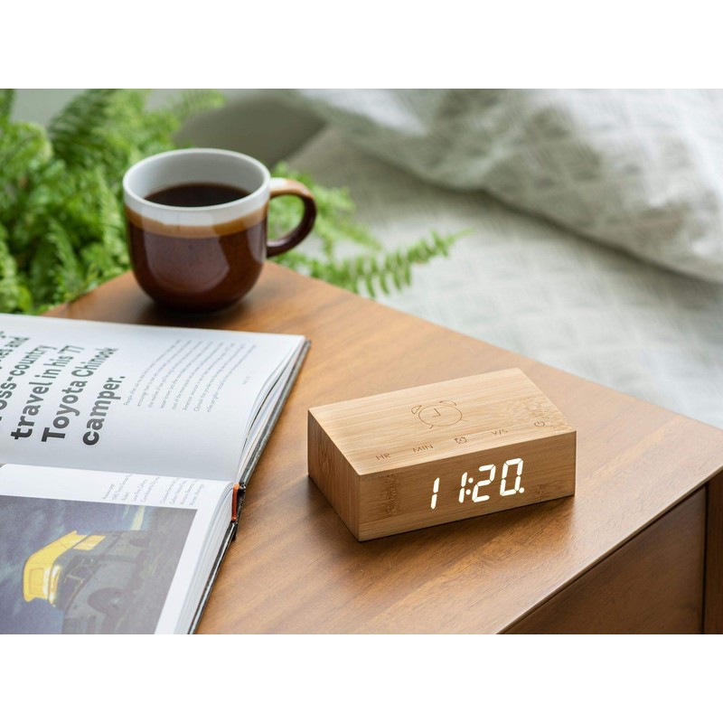 Gingko Design G003B11 Alarm Clock, Wood, Brown, One size