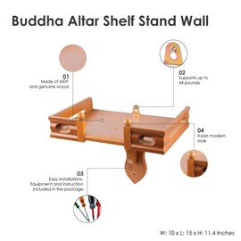 NT furniture Buddha Altar Shelf Stand Wooden Wall Rack Ming, (10x15x11 inches, Teak)