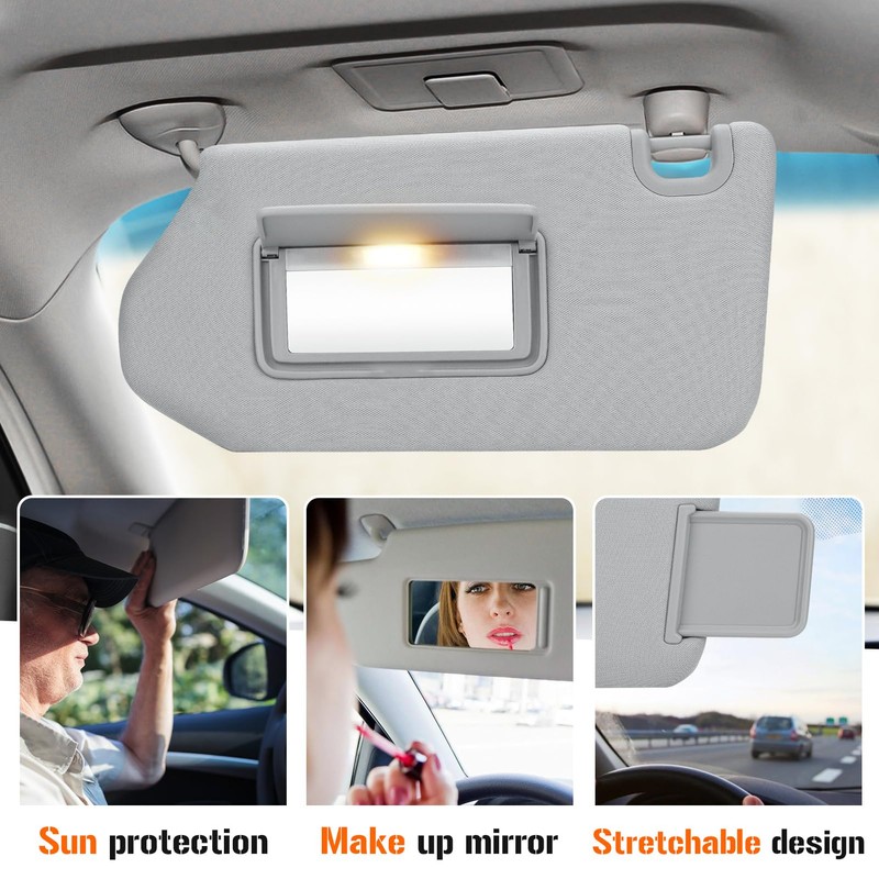 Sun Visor with Light for 2013-2018 Nissan Pathfinder, 2014-2017 Infiniti