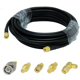 ACONRFTOL SMA Male to Male RG58 Cable 5M and 5 Adapter Set, SMA to BNC/RPSMA Adapter for WiFi Antenna, GPS Antenna, FPV Drone, SDR Devices, etc.