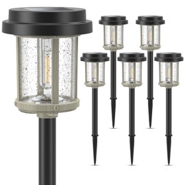 XMCOSY+ Solar Lights Outdoor - 6 Packs, 20 LM Solar Garden Lights, IP65 Waterproof Metal Solar Powered for Pathway Yard Landscape Backyard Walkway Driveway (‎Black & Grey)