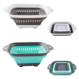 2 x foldable sieve square, foldable sieve camping, kitchen strainer, foldable colander sieve set, suitable for home and outdoor camping kitchens