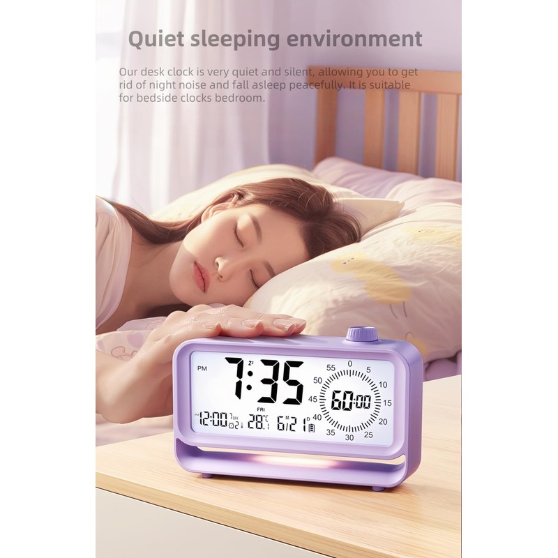 YHFITN Digital Alarm Clock Night Light Visual Timer, LCD Time