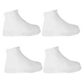 Pack of 2 Waterproof Shoe Covers, Rain Shoe Covers, Rain Cover Shoes, Bicycle Rain Shoes, Multifunctional Rain Cover, Suitable for Most Shoe Sizes (White)