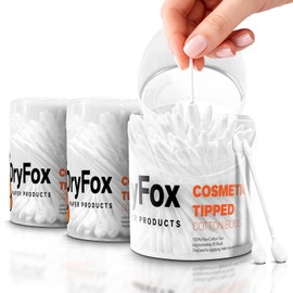 DryFox Cosmetic Tipped Cotton Buds 240pc (3x 80pc Box) Pointed Tip + Rounded Tip | Ideal for Health & Beauty, Make-Up, Nail Art Polish, Cosmetics, Personal Care. Made from 100% Paper