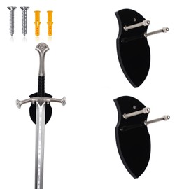 WANLIAN Sword Holder, Axe Holder, Sword Wall Mount, Acrylic Wall Mount for Sword and Axe Vertical Display and Decoration (black 2 pack)