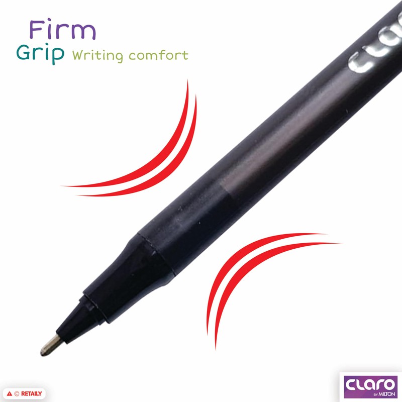 CLARO Scholar Ballpoint Pens, BLACK, Medium Point (1.0mm), Pack of