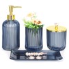 Haturi Bathroom Accessories Set, 4 Pcs Blue Glass Bathroom Accessories