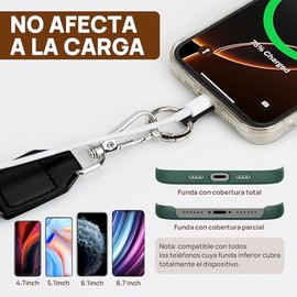 Cordón para Celular con Bandolera, Correa Clip and Go para Teléfono con Cartera con Cremallera, Ajustable y Desmontable, Accesorios para Cadenas de Celulares