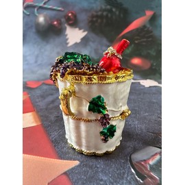 JFYSJ Hinged Metal Carnival Wine Barrels Trinket Box Hand Painted Bejeweled Barrel Figurine Boxes Jewelry Ring Holder Collectives Thanksgiving Decor