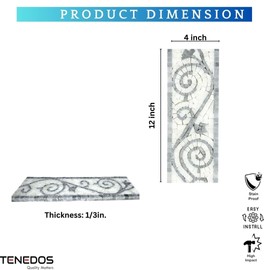 Tenedos Athena Scroll 4x12 Polished Marble Mosaic Border Tile – White & Gray Swirl Accent Strip for Wall, Shower, Fireplace & Backsplash (1 Piece)