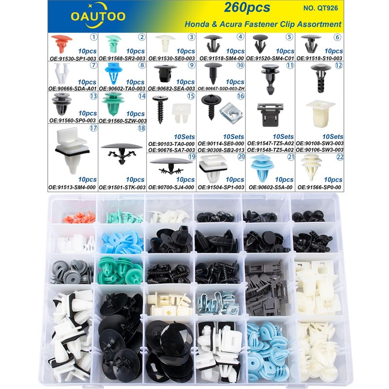 OAUTOO 260pcs for Honda & Acura Auto Body Interior and