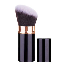Cepillo de base retráctil, cepillo de maquillaje profesional Kabuki, el mejor kit de viaje para polvos minerales, contornos, crema o cosméticos líquidos (oro negro)