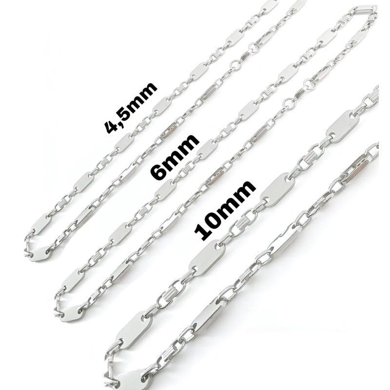 HENKi Plate Chain 60 cm Long Stainless Steel Silver Plate