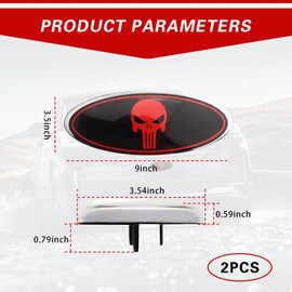 Zeathery Front Grille Skull Emblem, ABS Plastic Long Tooth Skull Grille Mesh Trim Badge, Creative Tuning Accessories, Compatible with Ford F-150, F-250/F-350, Edge, Explorer (Red & Black)