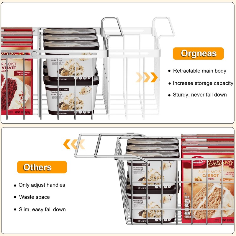 Orgneas Expandable Chest Freezer Organizer Bins Large Deep Freezer Basket