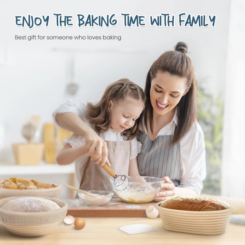 Complete Banneton Proofing Basket Set with Essential Tools – 12