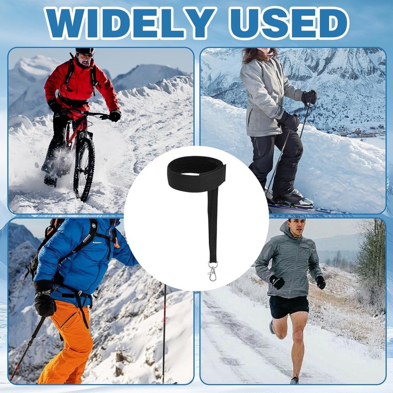 Yipakeh 8-Pack Black Ski Glove Leash