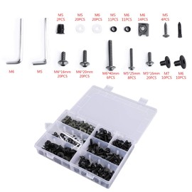 Topteng Fairing Bolts Kit, 198PCS Fairing Bolts Screws Bodywork Kit M5 M6 Bolts for Yamaha YZF R6 R1 R3 R25 FZ07 FZ09