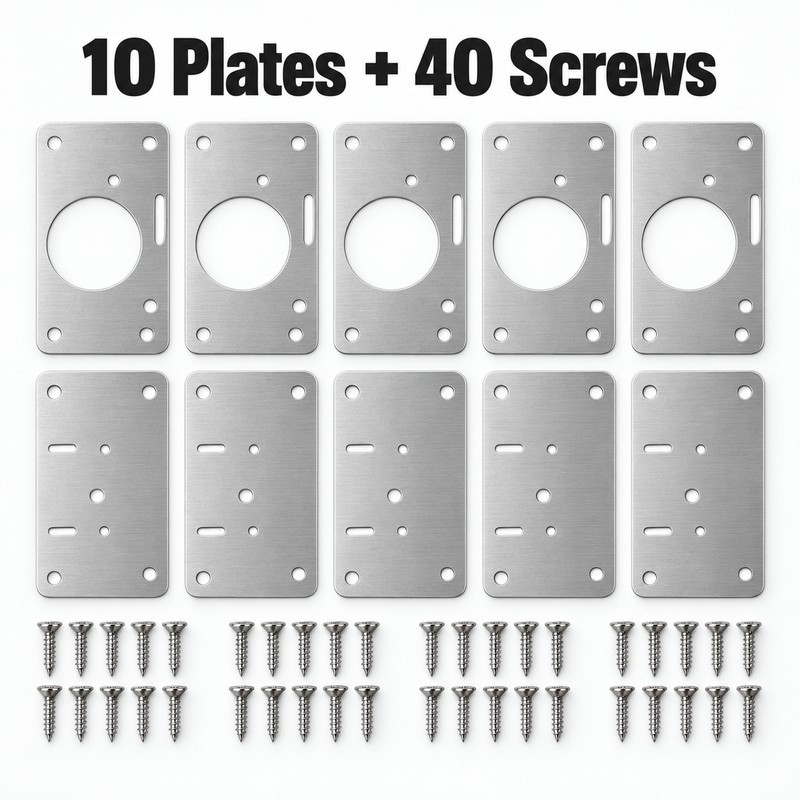 Cabinet Hinge Repair Plates Set of 10 – Stainless Steel