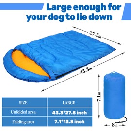 Lifeunion Dog Sleeping Bag with Storage Bag Waterproof Warm Packable Dog Bed for Travel Camping Hiking Backpacking (Blue+Orange)