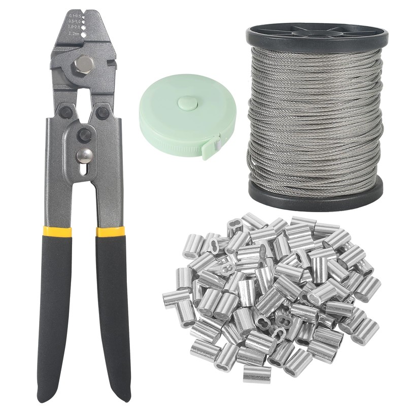 IThreeLuck 2 in 1 Wire Rope Crimping Tool Kit with
