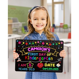 Lejapwat First and Last Day of School Chalkboard, Double Sided Chalkboard Sign, Reusable Back to School Sign for Preschool, Kindergarten, 1st Grades