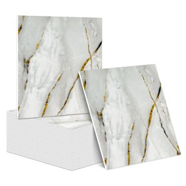 PGVALXOR 50 Sheets Marble-Effect Peel and Stick Wall Panels, Self-Adhesive PVC Foam Wall Panels for Kitchen Backsplash, Bathroom, 11.8" x 11.8" (Marble-Effect Finish)