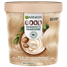Garnier Good Permanent Hair Colour 9.1 Vanilla Blonde - Colouration without Ammonia, Up to 100% Grey Coverage, Pack of 1