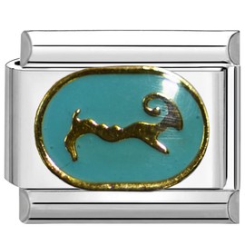 UNY JEWEL Zodiac Aries Italian Charm 9mm Stainless Steel Link - Enamel Zodiac Design Modular Charm Bracelet Link