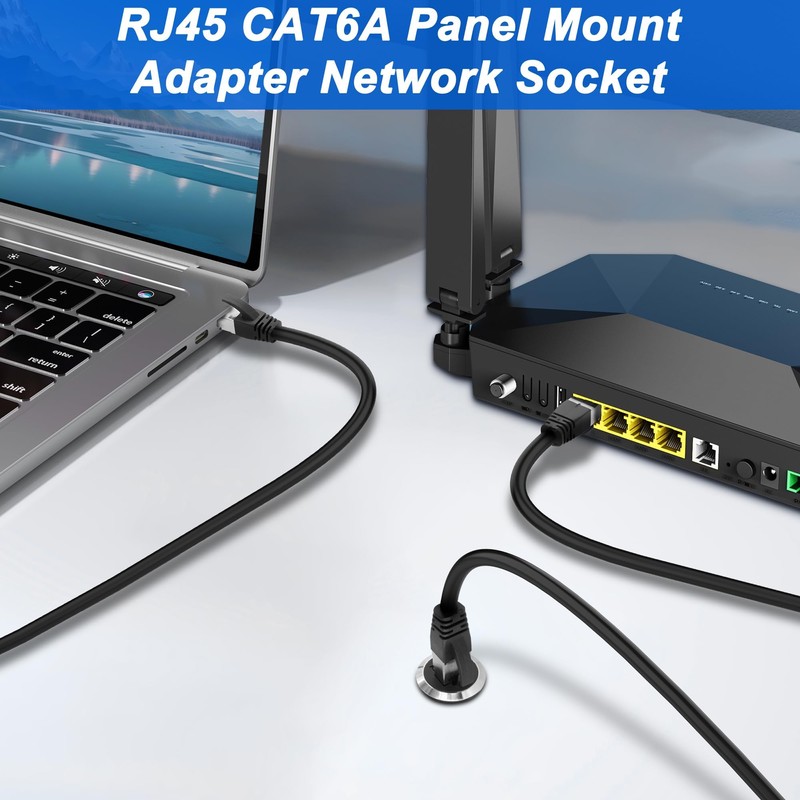 XMSJSIY RJ45 CAT6A Panel Mount Adapter Threaded Fixed Mount Coupler