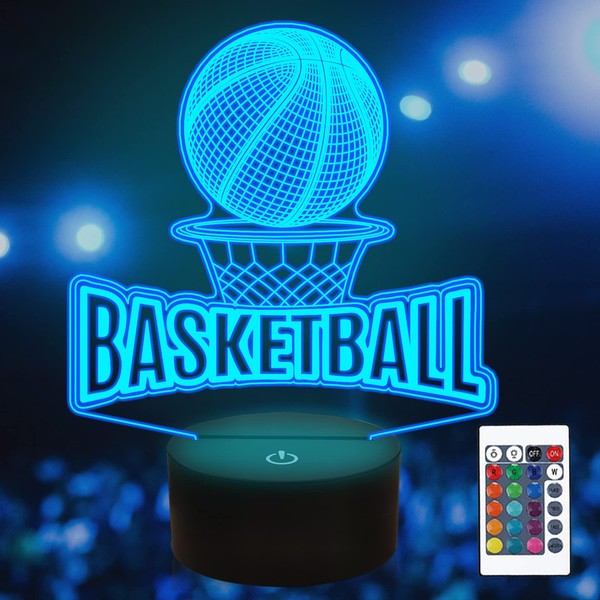 Attivolife Basketball 3D Illusion Lamp, 16 Colors Changing Touch Birthday Christmas Decorations with Remote Control, Cool Desk Bedroom Night Light Idea for Sports Fans Boys and Girls