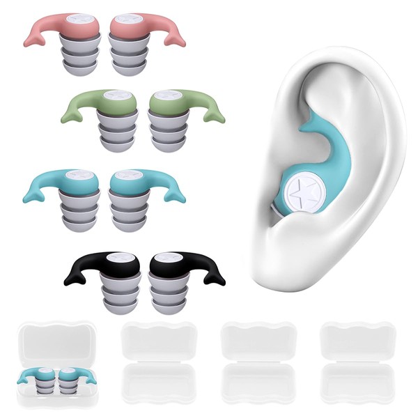 Ohrstöpsel Schwimmen Kinder, 4 Paar Weich Silikon Ohrenschutz, Wasserdichte Wiederverwendbare