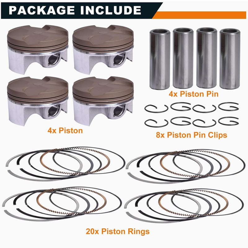 4 Sets 67mm Piston and Piston Rings Kit for Honda