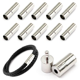 MOAMUN 20 PCS Cord End Caps for Jewelry Making, Push Clasps for Leather Rope Necklace Bracelet Buckle (Silver, 4mm)