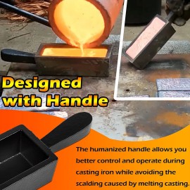 Unbranded Ingot Mold With Handle 100 Oz Cast Iron Loaf Bar Melt Gold Copper Silver Scrap