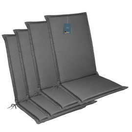 LILENO HOME Garden Chair Cushions [Set of 4 - High-Back] in Anthracite - Comfortable Loungers as Seat Cushions for Garden Furniture - Chair Cushions for Garden Chairs and Folding Chairs MIA