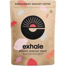 EXHALE Organic Ground Coffee - 450G PACK - Mycotoxin Free Single Origin and 100% Arabica Beans. For Cafetiere, Filter or AeroPress (Dark Roast)