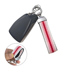 bucktlulet Car Key Organizer with Screwdriver, 2-Layer Nylon & PU Leather Keychain Holder, Anti-Lost D-Ring & Key Rings, Zinc Alloy Hardware for Car Keys, EDC Tools (White, Pink, Red, Silver)