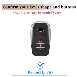 for Toyota Leather Key Fob Cover with Keychain,Key Fob Cover Case Protector Compatible with Toyota Corolla Cross Tundra Prius Venza Sequoia Sienna Grand Highlander RAV4 Camry (BLACK)