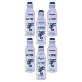 LIFEWAY Blueberry Kefir - 6 Pack, 32 fl oz - Probiotic Dairy Drink Shake Protein