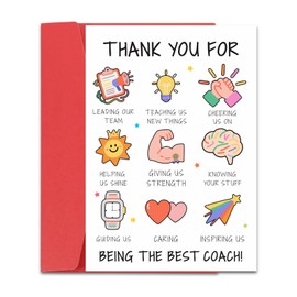 Coach Gifts for Men Women Coach Thank You Cards Baseball Soccer Football Volleyball Gymnastics Cheer coach Appreciation Card for End of Season Retirement Birthday Thanksgiving Christmas Valentines