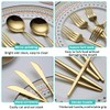 Evanda Gold Silverware Set 64 Piece Service for 16, Titanium