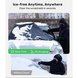 Zanch 2024 Upgrade Car Windshield Cover for Ice & Snow [Magnetic Edges - Fast Install, Fast Removal] 600D Heavy-Duty Against Snow, Ice, Frost, Windshield Protector Winter Gifts for Women & Men