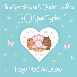 Hunts England - Sister & Brother-in-Law 30th Anniversary Card - 30 Years - Pearl Anniversary - Romantic Meadows - Fun Card - Luxury 30th Anniversary Card For Sister And Brother-in-Law